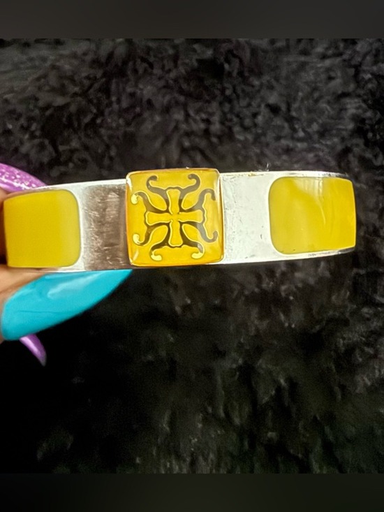 Rustic Cuff Jewelry - RUSTIC CUFF Silver Tone Yellow Jordan Cuff Bangle Bracelet $82